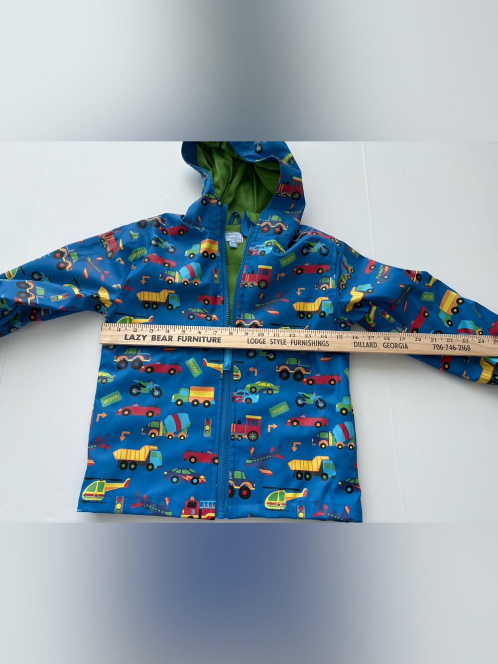 KIDS Stephen Joseph Boys Transportation Raincoat Cars Trucks Hooded Size 4/5T - Picture 4 of 8
